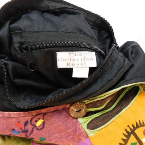 The Collection Royal Printed Patch and Razor Cut Cotton Hobo Bag Peace bag - Picture 9 of 9